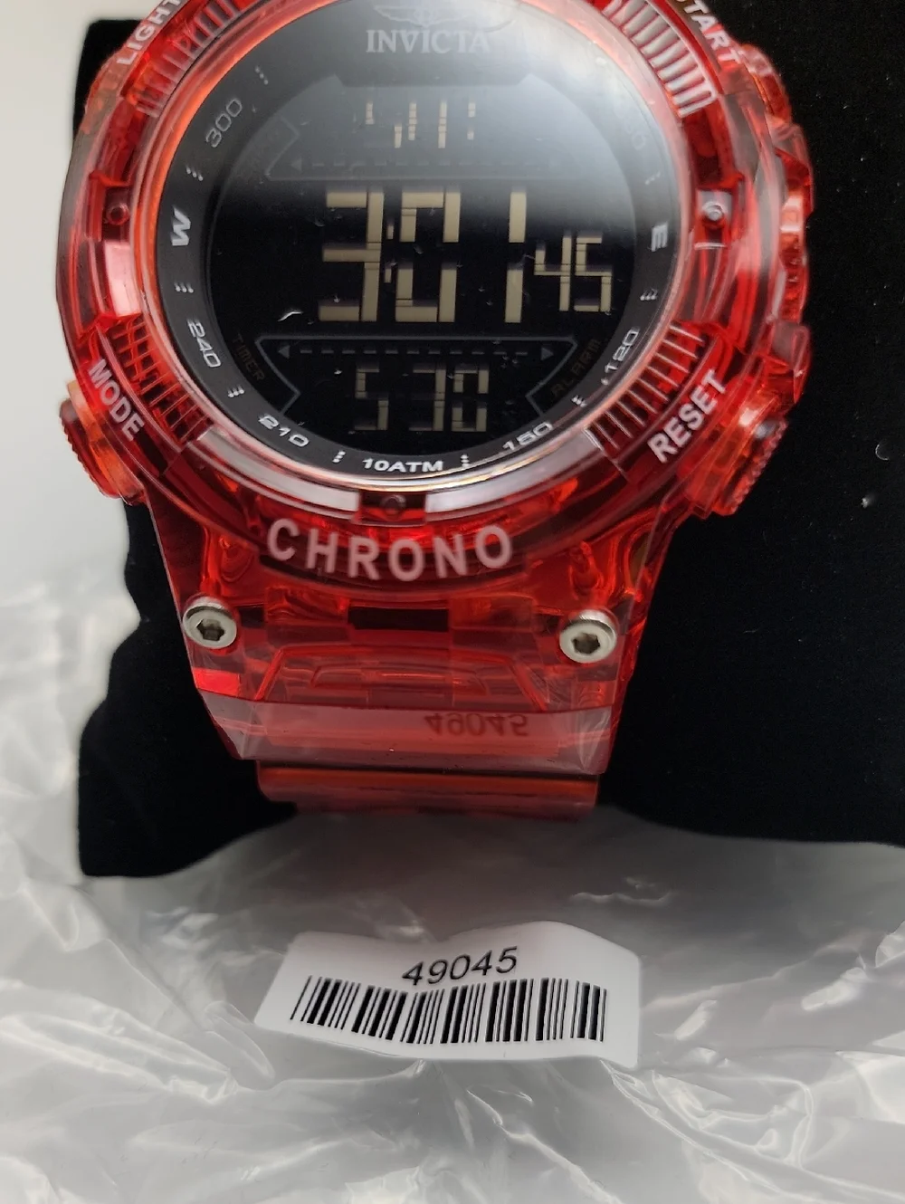 NWT Invicta Racing Burnout Digital Men's Sports Watch 52mm Transparent Red 49045